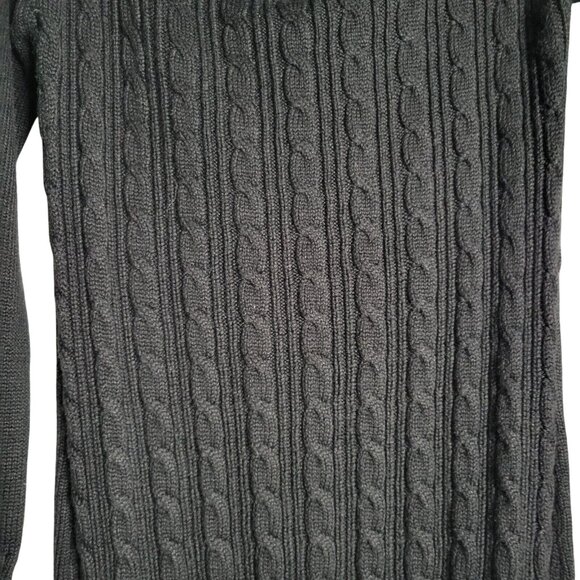 Candies Black Long-Sleeve Cable Knit Sweater Dress M 100% Acrylic Womens Stylish - Picture 2 of 4